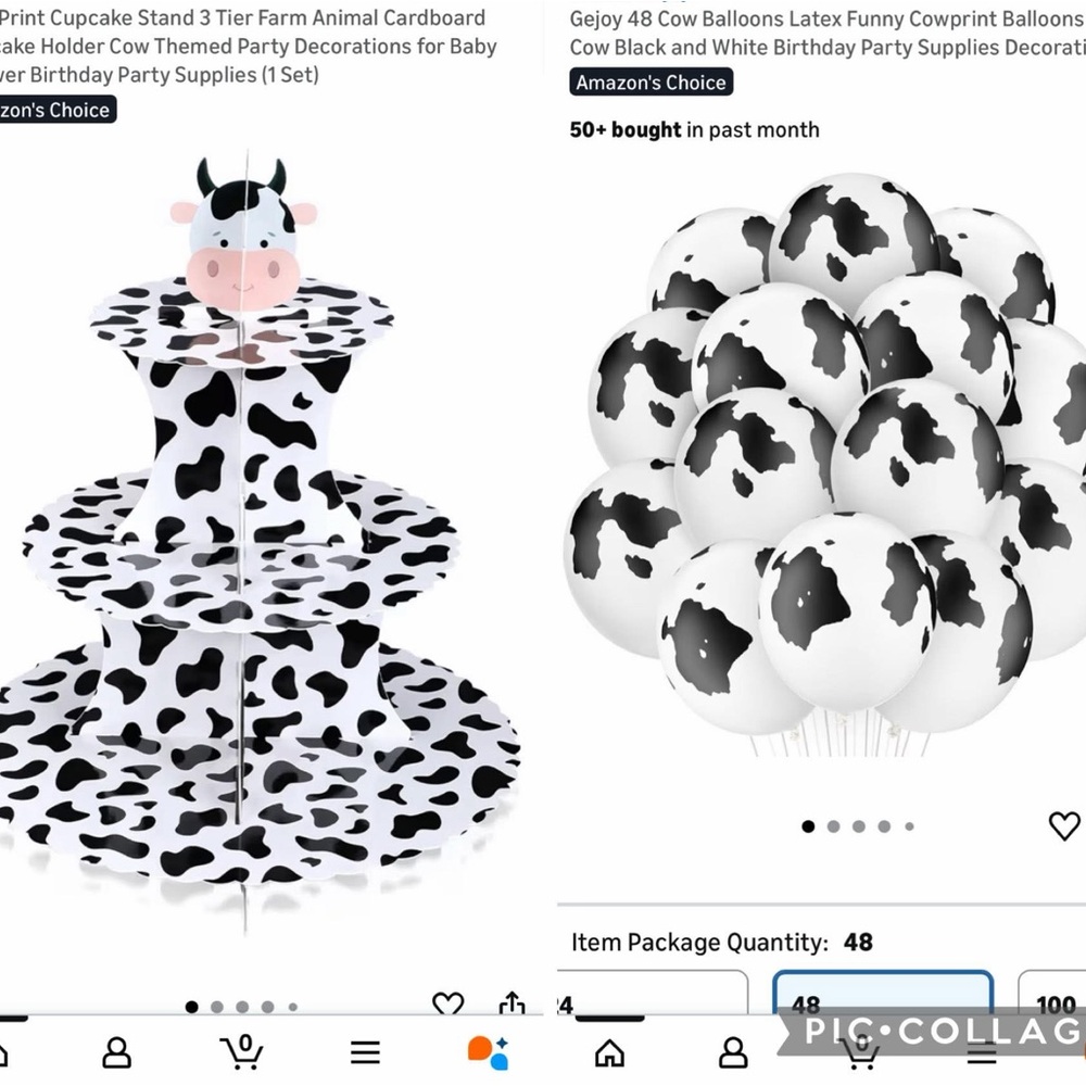 Cow Print Cupcake Stand and Balloons Set